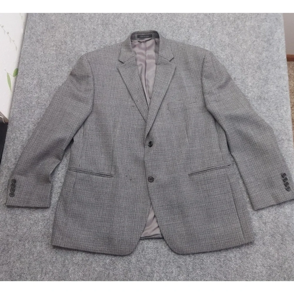 LRL Ralph Lauren Blazer Jacket Men 42 Short Gray Herringbone 2 Button Notch Wool